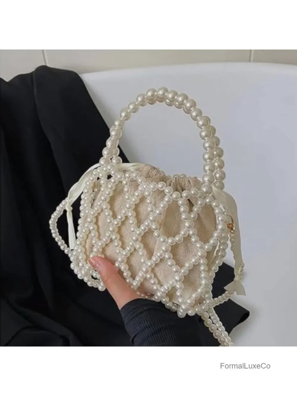 Handmade Pearl Clutch Evening Bag Women Wedding Party Purse